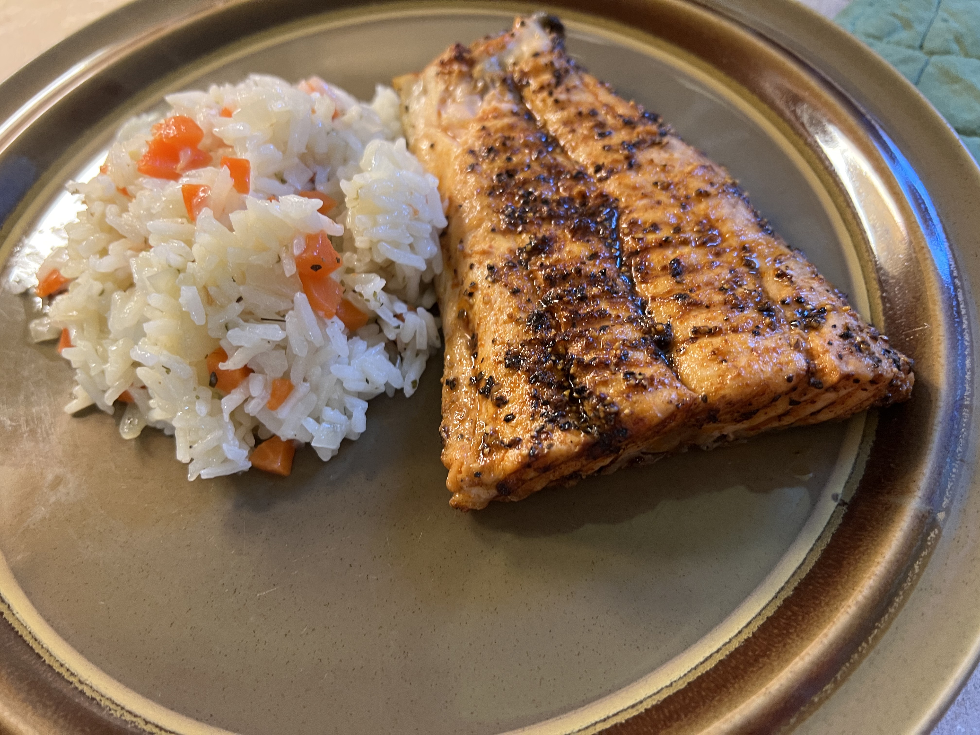 Grilled Salmon and Rice Pilaf